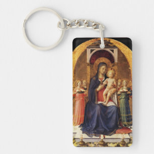 VIRGIN WITH CHILD AND ANGELS Ave Maria Prayer Key Ring