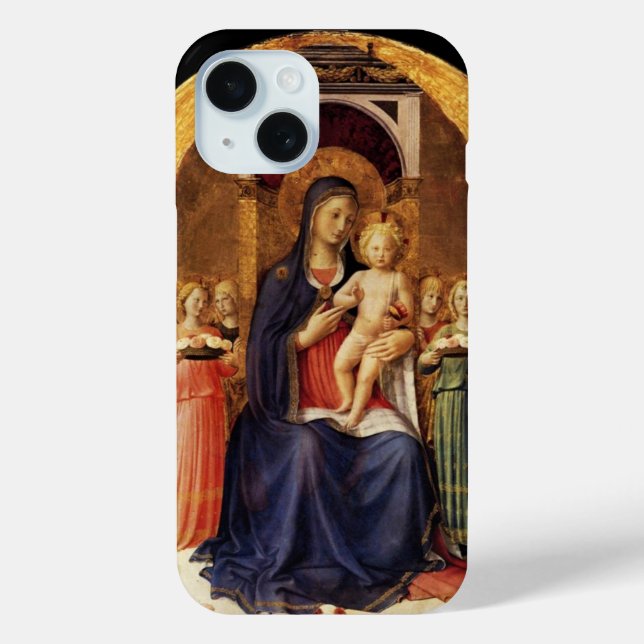 VIRGIN WITH CHILD AND ANGELS ,blue black  Case-Mate iPhone Case (Back)