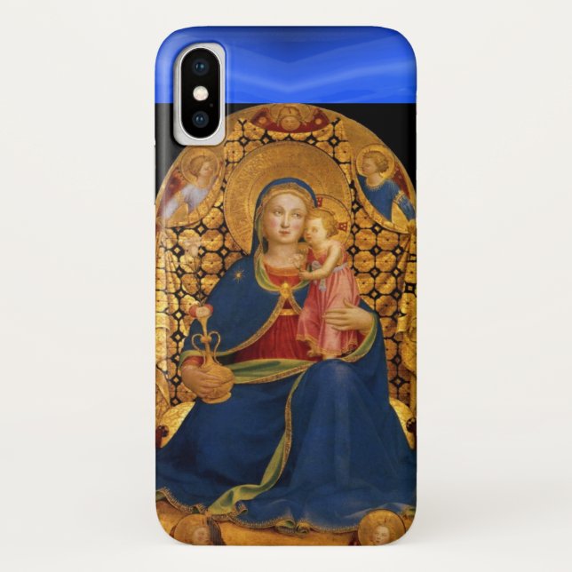 VIRGIN WITH CHILD AND ANGELS ,Blue Sapphire Case-Mate iPhone Case (Back)