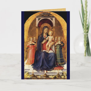 VIRGIN WITH CHILD AND ANGELS ,Blue Sapphire Holiday Card