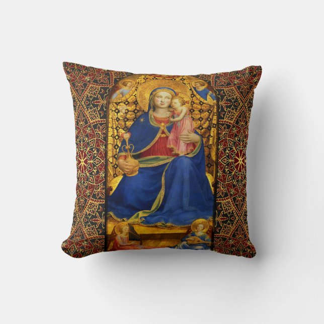 VIRGIN WITH CHILD AND ANGELS by Fra Angelico  Cushion (Front)