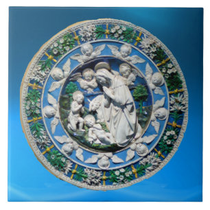 VIRGIN WITH CHILD AND ANGELS CERAMIC TILE