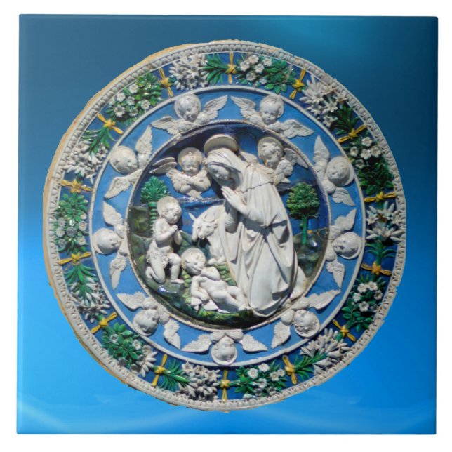 VIRGIN WITH CHILD AND ANGELS CERAMIC TILE (Front)