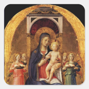 VIRGIN WITH CHILD AND ANGELS SQUARE STICKER