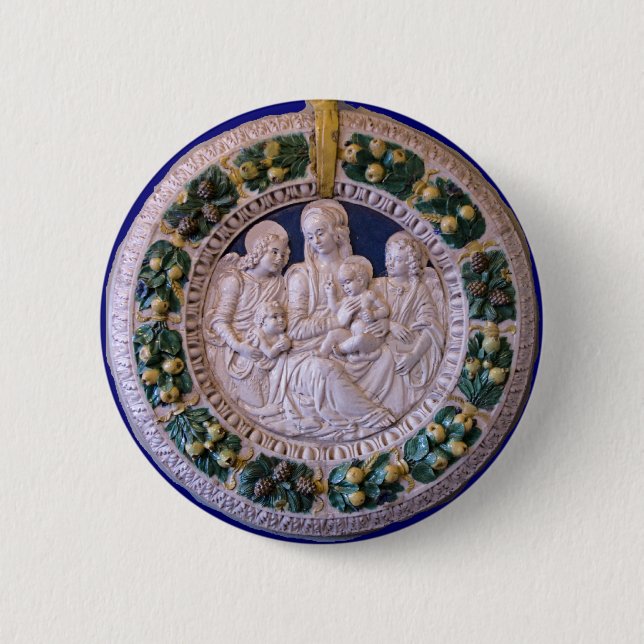 VIRGIN WITH CHILD AND SAINTS 6 CM ROUND BADGE (Front)
