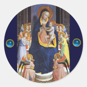 VIRGIN WITH CHILD AND SAINTS ,Blue Sapphire Classic Round Sticker
