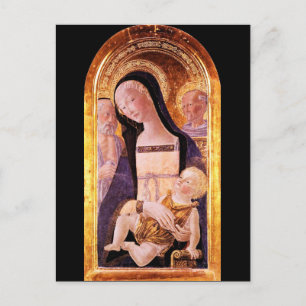 VIRGIN WITH CHILD AND SAINTS, parchment Postcard