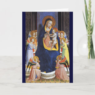 VIRGIN WITH CHILD ANGELS AND SAINTS ,Blue Sapphire Holiday Card