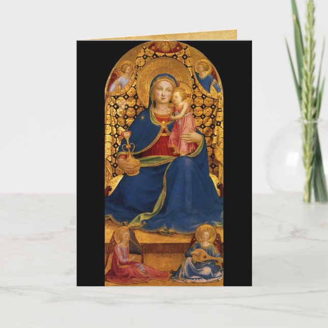 VIRGIN WITH CHILD ANGELS AND SAINTS ,Blue Sapphire Holiday Card (Front)