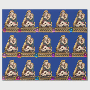 VIRGIN WITH CHILD Blue Christmas Wrapping Paper