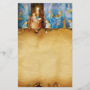 VIRGIN WITH CHILD -CONCERT OF ANGELS ,Parchment Stationery