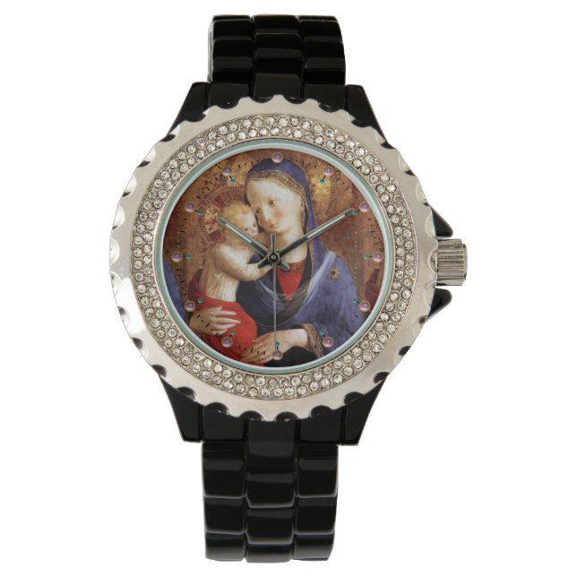 VIRGIN WITH CHILD / PINK AMETHYST GEMS WATCH (Front)