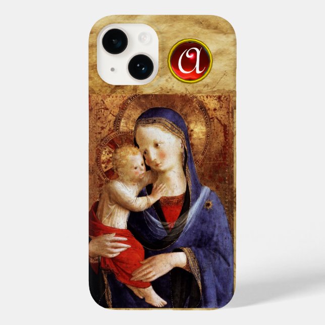 VIRGIN WITH CHILD  Red Ruby Monogram Case-Mate iPhone Case (Back)
