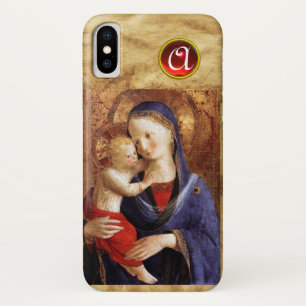 VIRGIN WITH CHILD  Red Ruby Monogram iPhone X Case