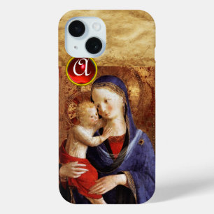 VIRGIN WITH CHILD  Red Ruby Monogram iPhone 15 Case