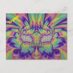 VIRGINIA ~ 3D Fractal Design Pattern ~ Multicolour Postcard