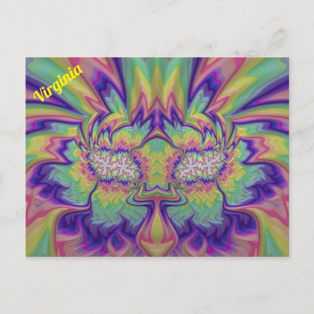 VIRGINIA ~ 3D Fractal Design Pattern ~ Multicolour Postcard (Front)