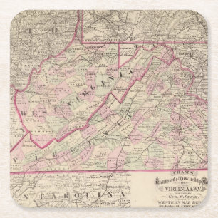 Virginia and West Virginia Square Paper Coaster