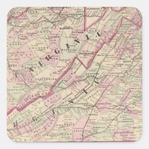 Virginia and West Virginia Square Sticker