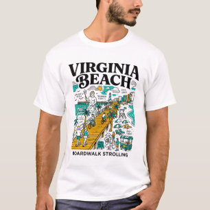 Virginia Beach Boardwalk With Ocean And Pier T-Shirt