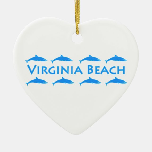 Virginia Beach Dolphins Logo Ceramic Tree Decoration (Front)
