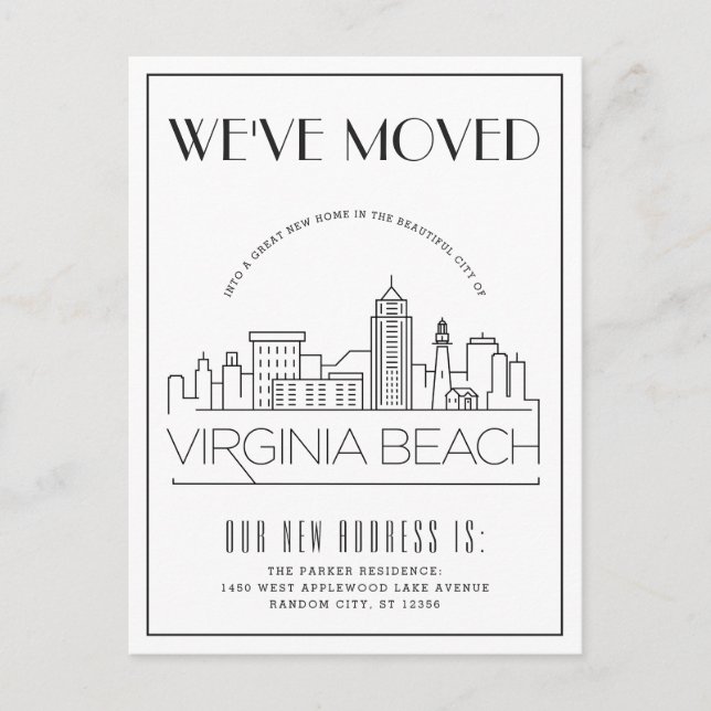 Virginia Beach Modern Deco | Change of Address Announcement Postcard (Front)