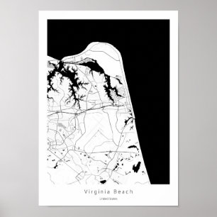 Virginia Beach Modern Minimal Abstract Simple Map Poster