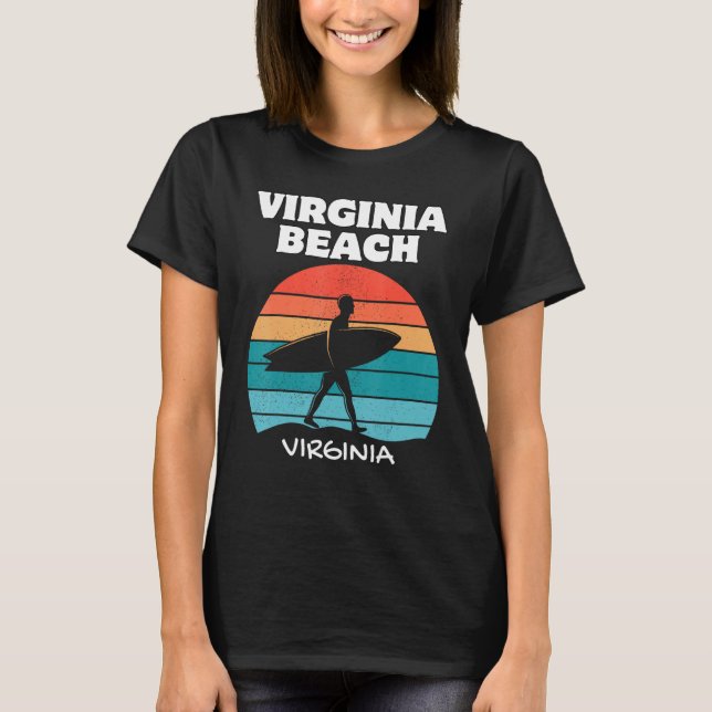 VIRGINIA BEACH SURF VINTAGE SUNSET SURFING T-Shirt (Front)