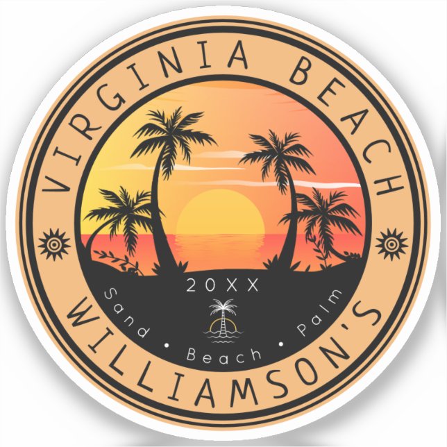 Virginia Beach USA Retro Sunset Souvenirs 80s (Front)