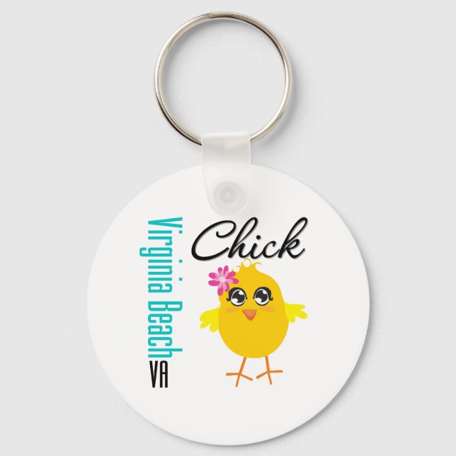 Virginia Beach VA Chick Key Ring (Front)