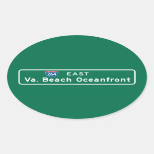 Virginia Beach, VA Road Sign Oval Sticker