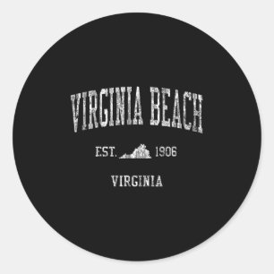 Virginia Beach Va Vintage Sports Design Tee Classic Round Sticker