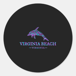 Virginia Beach Virginia Colourful Dolphin Vacation Classic Round Sticker