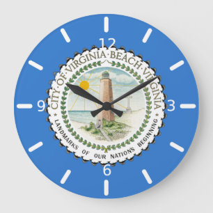 Virginia Beach (Virginia) flag Large Clock