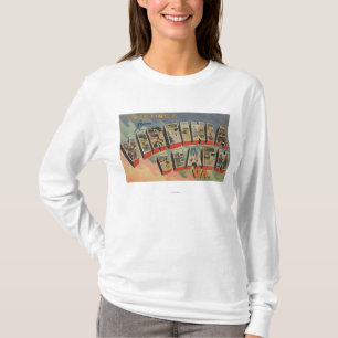 Virginia Beach, Virginia - Large Letter Scenes T-Shirt