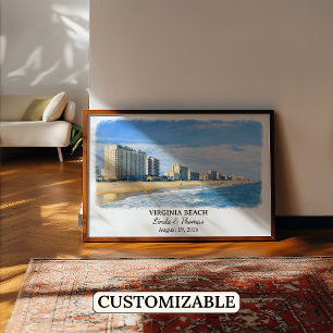 Virginia Beach Virginia Poster, Watercolor, Custom Poster