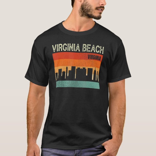 Virginia Beach Virginia Town Skyline T-Shirt (Front)