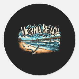 Virginia Beach Virginia Travel Summer Family Vacat Classic Round Sticker