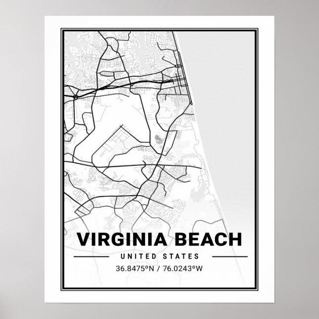Virginia Beach Virginia USA Travel City Map Poster (Front)