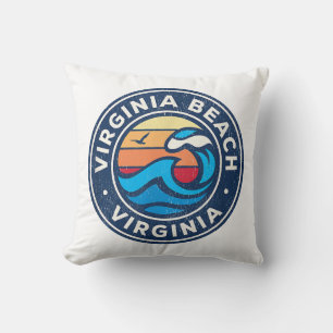 Virginia Beach Virginia VA Vintage Nautical Waves Cushion