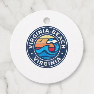 Virginia Beach Virginia VA Vintage Nautical Waves  Favour Tags