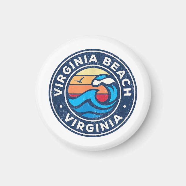 Virginia Beach Virginia VA Vintage Nautical Waves  Magnet (Front)