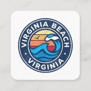 Virginia Beach Virginia VA Vintage Nautical Waves  Square Business Card
