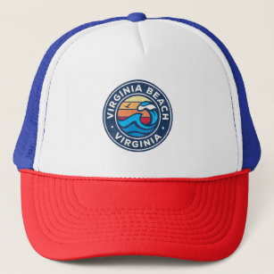 Virginia Beach Virginia VA Vintage Nautical Waves  Trucker Hat