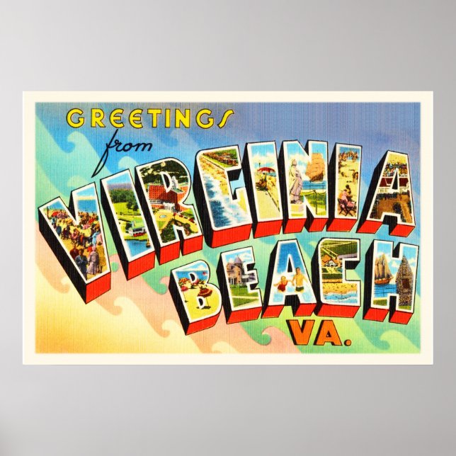 Virginia Beach Virginia VA Vintage Travel Postcard Poster (Front)