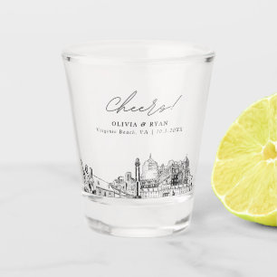 Virginia Beach Wedding Favour Personalised Cheers Shot Glass