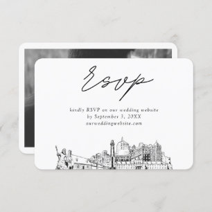Virginia Beach Wedding Minimalist Sketch RSVP Enclosure Card