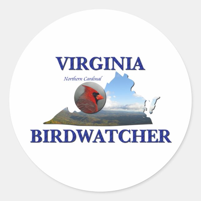 Virginia Birdwatcher Classic Round Sticker (Front)
