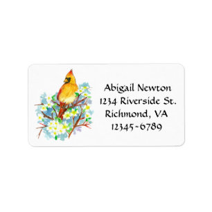 Virginia Cardinal Dogwood Flower Return Address Label