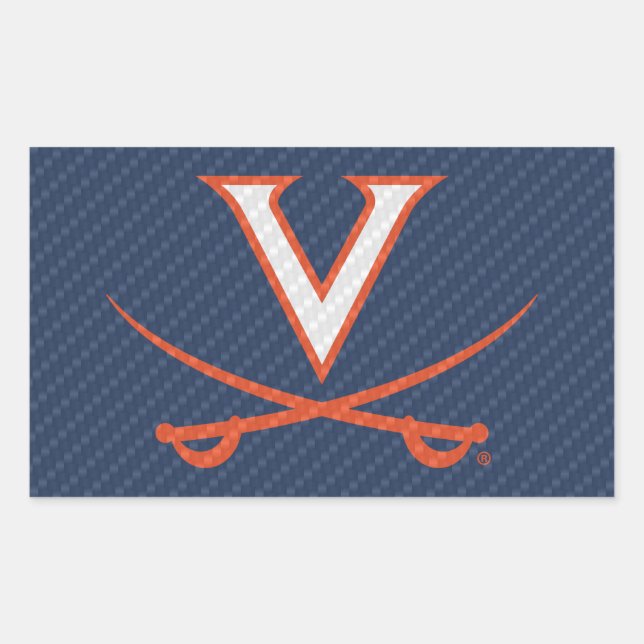 Virginia Cavaliers Carbon Fibre Rectangular Sticker (Front)